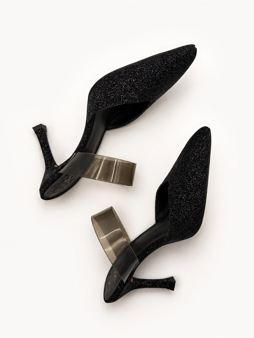 Vince Camuto • Kempern Heeled Mules in Black Diamond Leather - Picture 3 of 10